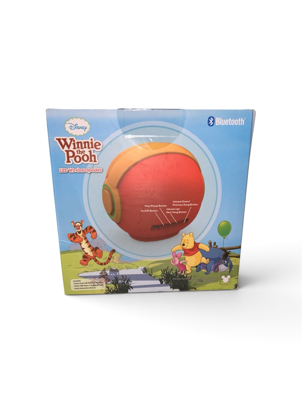 Disney Winnie the Pooh Orange Bluetooth LED Speaker with Cute Face - Picture 2 of 3